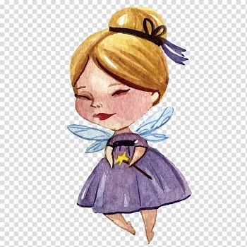 Fairy tale Wand Watercolor painting, fat fairy transparent background PNG clipart