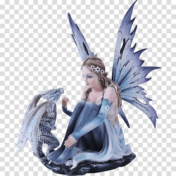 Fairy Winter Snowflake Dragon Figurine, Fairy transparent background PNG clipart