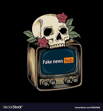 fake news logo with skull head