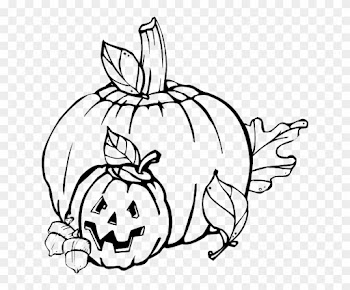 Fall, Pumpkin, Outline, Drawing, Jack, Leaf - Black And White Halloween Clip Art