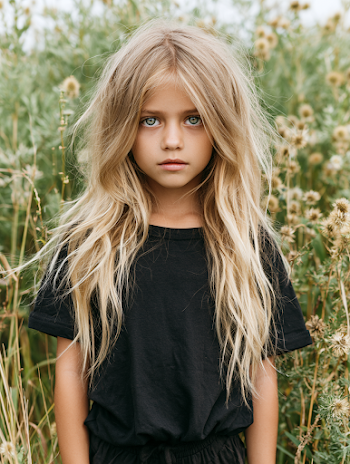 Fall-Themed Portrait of a Girl in a Black T-Shirt