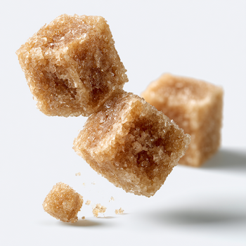 Falling Brown Cane Sugar Cubes