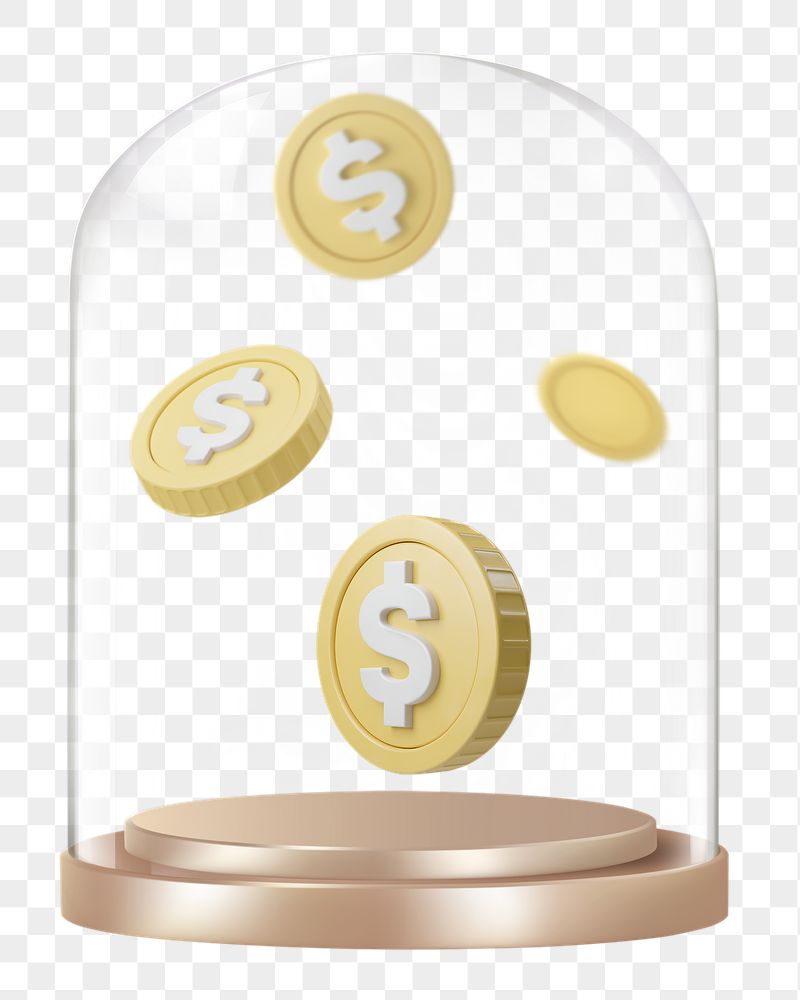 Falling coins png glass dome | Free PNG - rawpixel