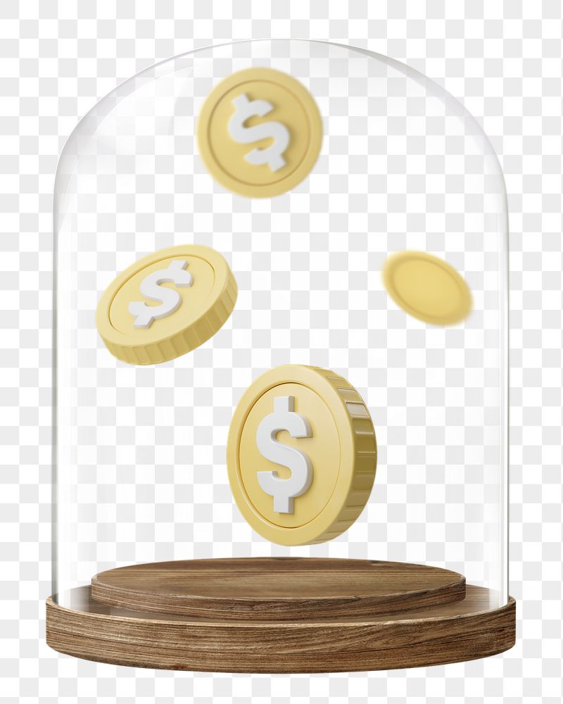 Falling coins png glass dome | Free PNG - rawpixel