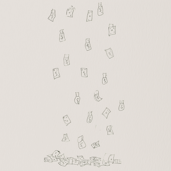 Falling Money Illustration on White Background