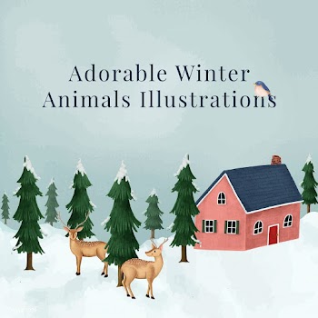 Fallow deer in a snow-covered meadow | Free stock vector - 557535