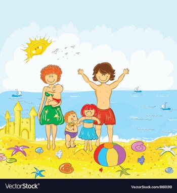 Family at the beach vector image