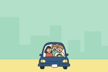 Family car, travel illustration, green | Free PSD - rawpixel