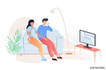 Family couple sitting at home on couch