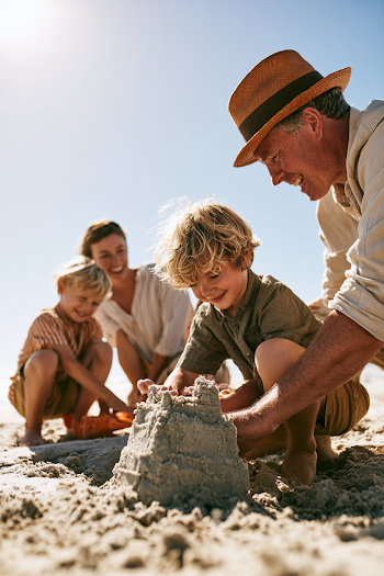 Family Fun Building a Sandcastle