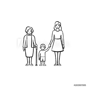 Family generation hand drawn outline doodle icon
