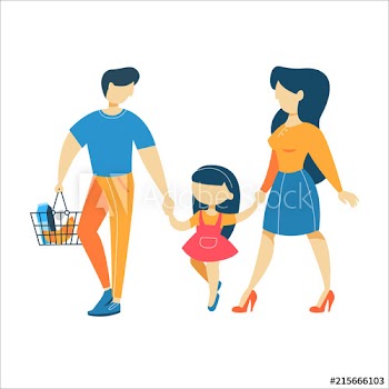 Family in supermarket
