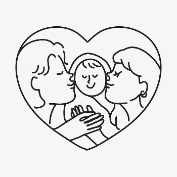 Family kissing baby hand drawn | Free PSD Illustration - rawpixel