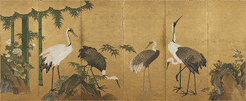 family of cranes; rocks at R | Free Photo - rawpixel