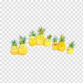 Family of pineapple illustration, Pineapple Smoothie Watercolor painting Illustration, Cartoon pineapple transparent background PNG clipart