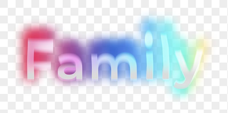 Family png word sticker, neon | Free PNG - rawpixel