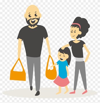 Family Shopping Illustration - Family Cartoon People Shopping Png