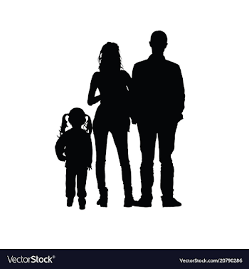 Family silhouette with one girl Royalty Free Vector Image