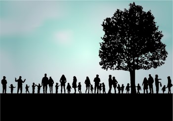 Family silhouettes in nature.