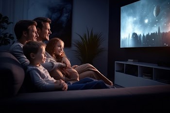 Family watching movie together. AI | Free Photo - rawpixel