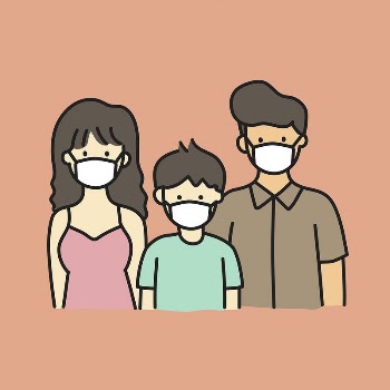Family wearing mask collage element, | Free Vector - rawpixel