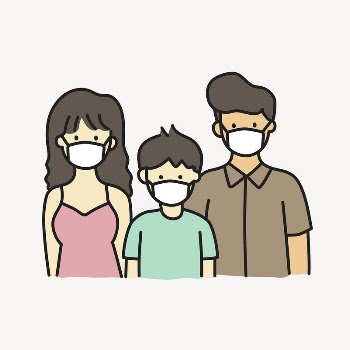 Family wearing mask collage element, | Free Vector - rawpixel