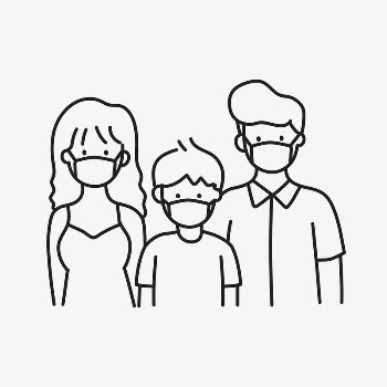 Family wearing mask hand drawn | Free PSD Illustration - rawpixel