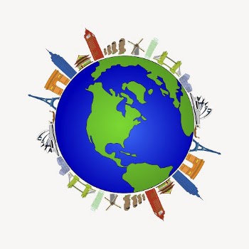 Famous landmarks sticker, globe illustration | Free Vector - rawpixel