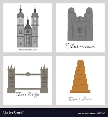 Famous place and monument around the world vector image