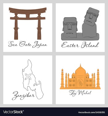 Famous place and monument around the world vector image