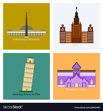 Famous place and monument around the world vector image