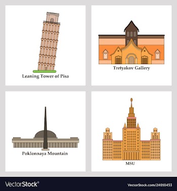 Famous place and monument around the world vector image