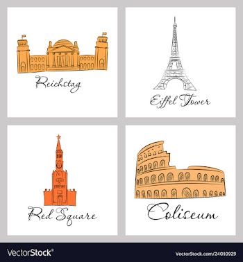 Famous place and monument around the world vector image