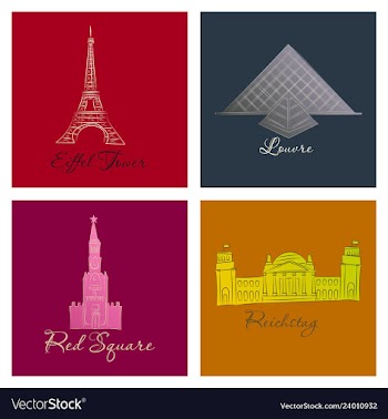 Famous place and monument around the world vector image