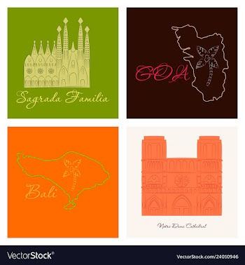 Famous place and monument around the world vector image