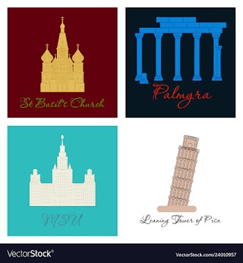 Famous place and monument around the world vector image