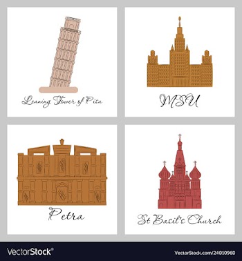 Famous place and monument around the world vector image