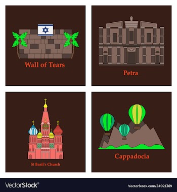 Famous place and monument around the world vector image