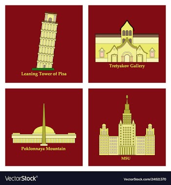 Famous place and monument around the world vector image