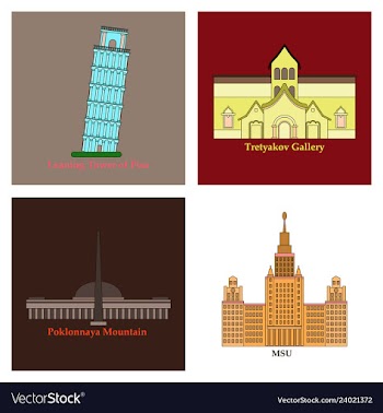 Famous place and monument around the world vector image