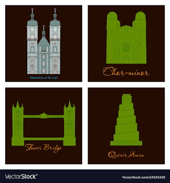 Famous place and monument around the world vector image