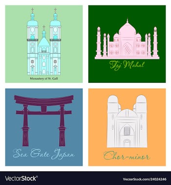 Famous place and monument around the world vector image