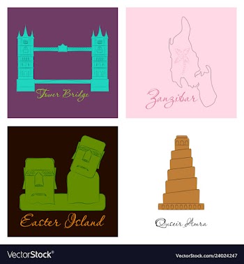 Famous place and monument around the world vector image
