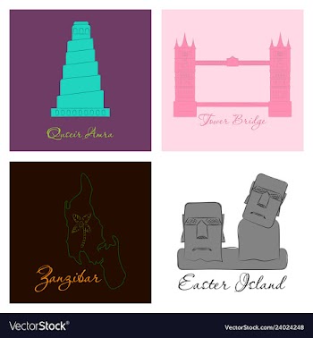 Famous place and monument around the world vector image