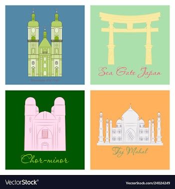 Famous place and monument around the world vector image