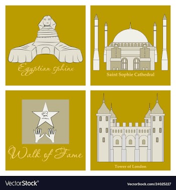 Famous place and monument around the world vector image