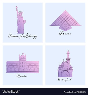 Famous place and monument around the world vector image