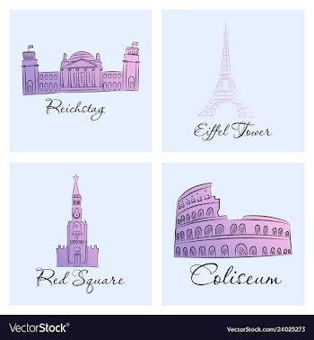 Famous place and monument around the world vector image