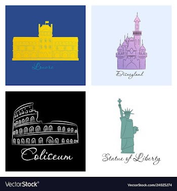 Famous place and monument around the world vector image