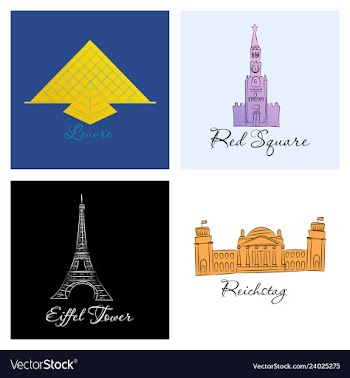 Famous place and monument around the world vector image